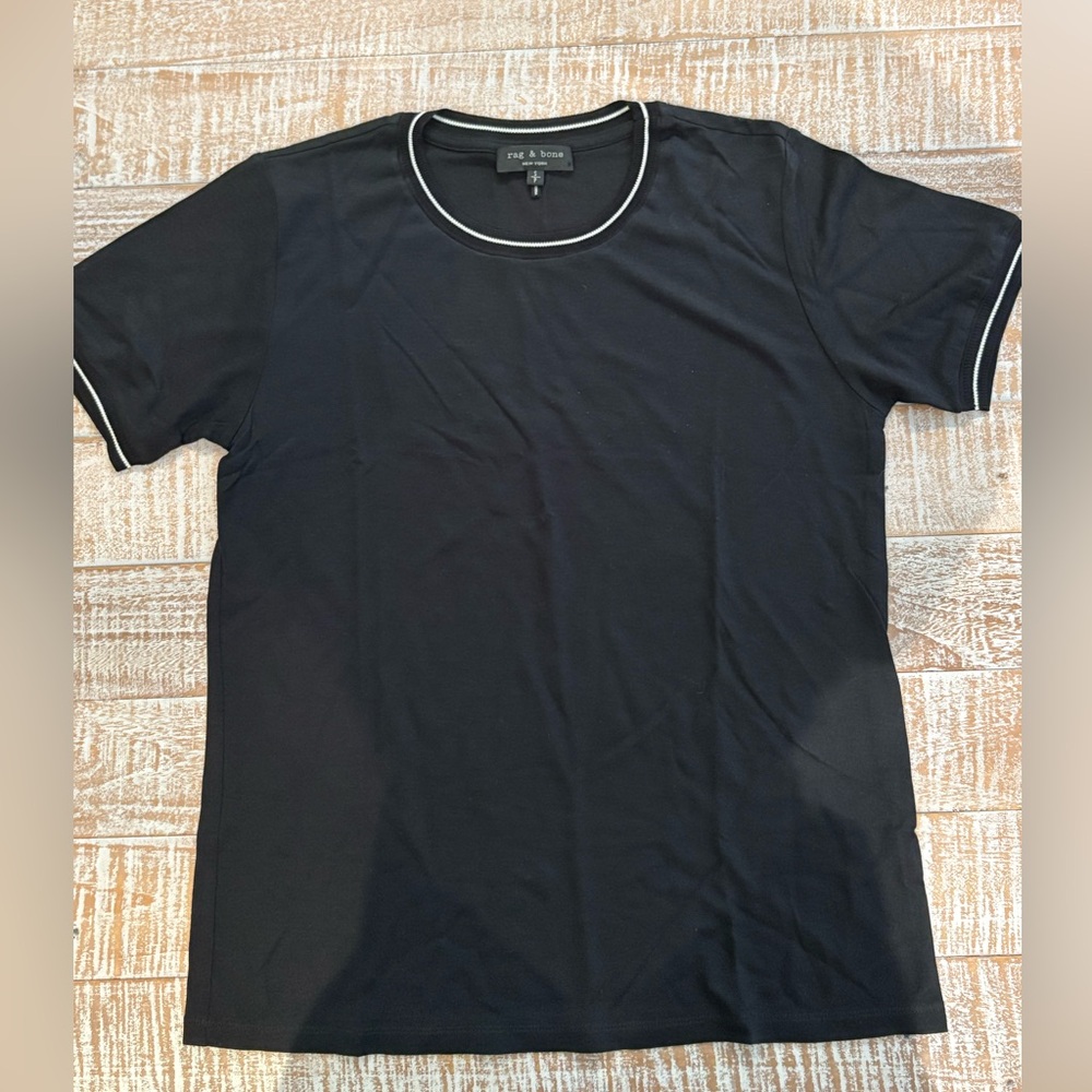 Black T-Shirt with‎ White Trim